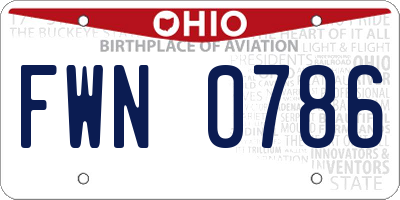 OH license plate FWN0786