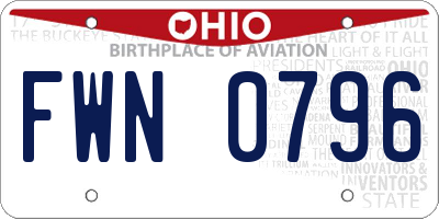 OH license plate FWN0796