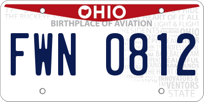 OH license plate FWN0812