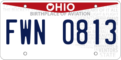 OH license plate FWN0813