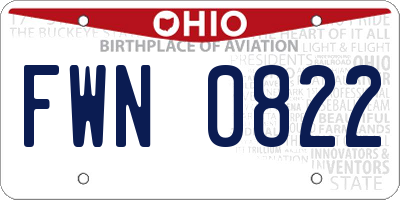 OH license plate FWN0822