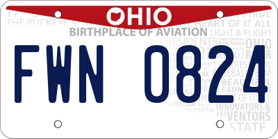 OH license plate FWN0824