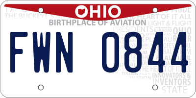 OH license plate FWN0844