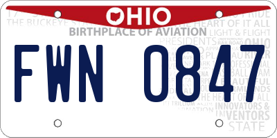 OH license plate FWN0847