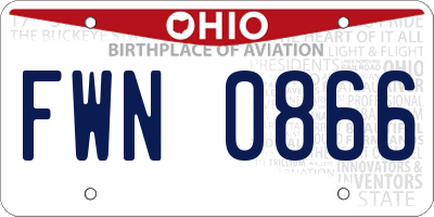 OH license plate FWN0866