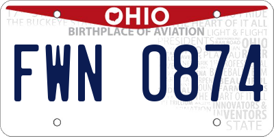 OH license plate FWN0874