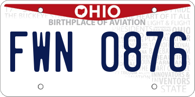 OH license plate FWN0876