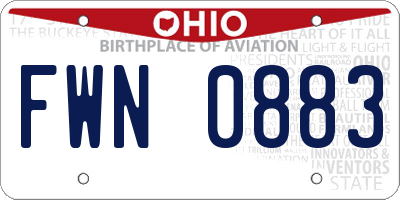 OH license plate FWN0883