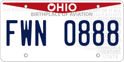 OH license plate FWN0888