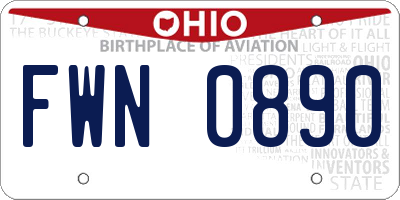 OH license plate FWN0890
