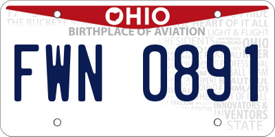 OH license plate FWN0891
