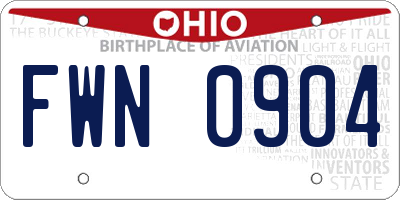 OH license plate FWN0904