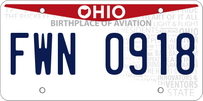 OH license plate FWN0918