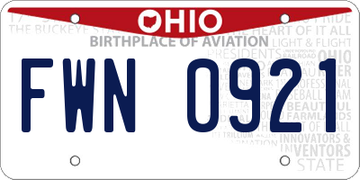 OH license plate FWN0921