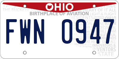 OH license plate FWN0947