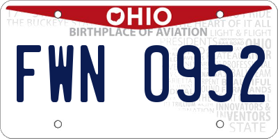 OH license plate FWN0952