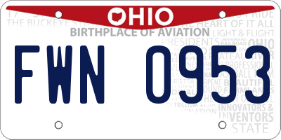 OH license plate FWN0953