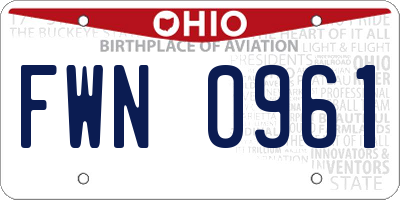 OH license plate FWN0961