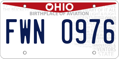 OH license plate FWN0976