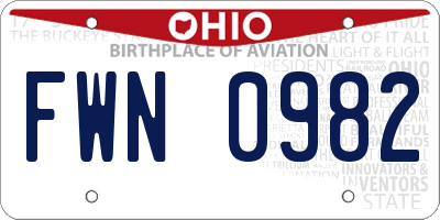 OH license plate FWN0982