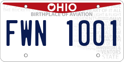 OH license plate FWN1001