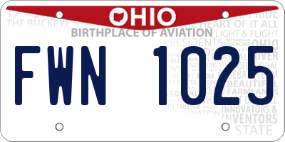 OH license plate FWN1025