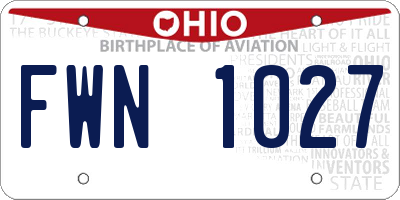 OH license plate FWN1027