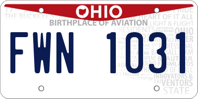 OH license plate FWN1031