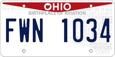 OH license plate FWN1034
