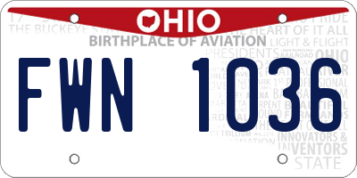 OH license plate FWN1036