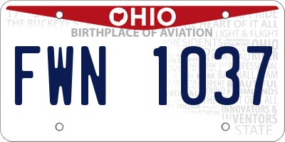 OH license plate FWN1037