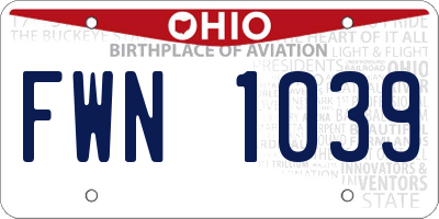 OH license plate FWN1039