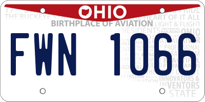OH license plate FWN1066