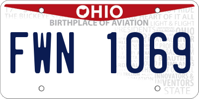 OH license plate FWN1069