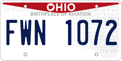 OH license plate FWN1072