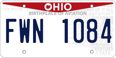 OH license plate FWN1084
