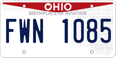 OH license plate FWN1085