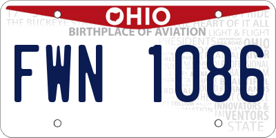 OH license plate FWN1086