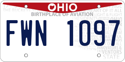 OH license plate FWN1097