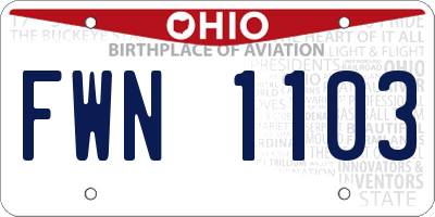 OH license plate FWN1103