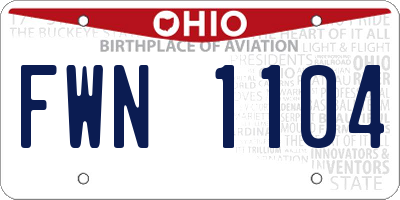 OH license plate FWN1104