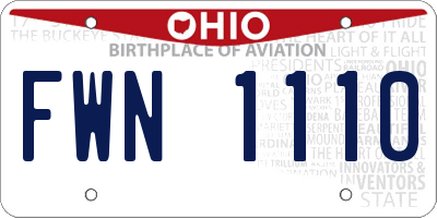 OH license plate FWN1110