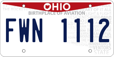 OH license plate FWN1112