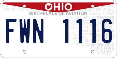 OH license plate FWN1116