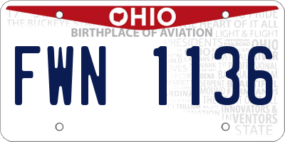 OH license plate FWN1136