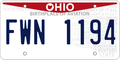 OH license plate FWN1194