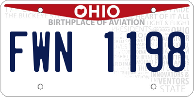 OH license plate FWN1198