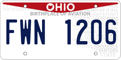 OH license plate FWN1206