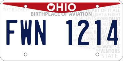 OH license plate FWN1214