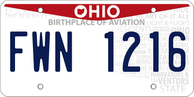 OH license plate FWN1216